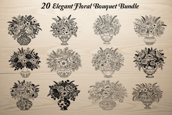 20 Elegant Floral Bouquet Bundle