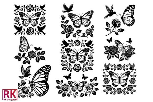 Butterfly Floral Laser Cut Vector Bundle