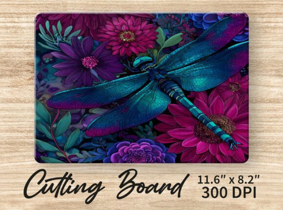 Dragonfly Glass Cutting Board Floral