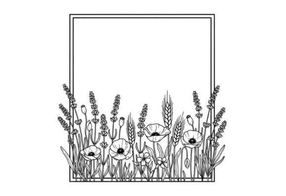 Floral Frame Clipart Poppy Lavender