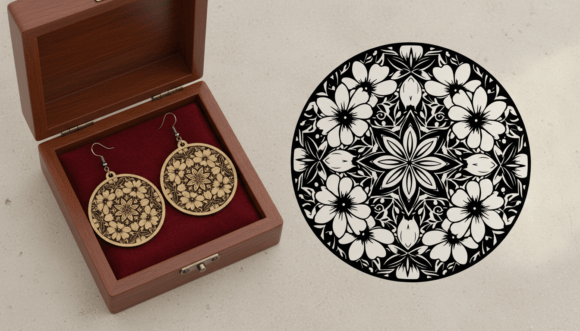 Floral Mandala Earring Laser Cut Design