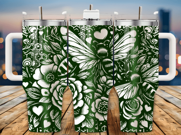 Floral Roses Bee Heart PNG
