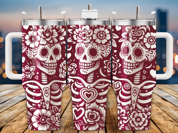 Floral Sugar Skull Embroidery Design