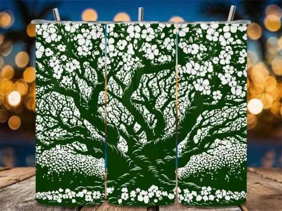 Green Tree Life Floral Tumbler