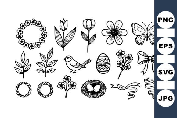 Hand Drawn Spring Floral Set