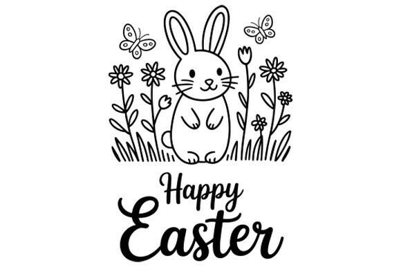 Happy Easter, Floral Bunny, Spring, Flow