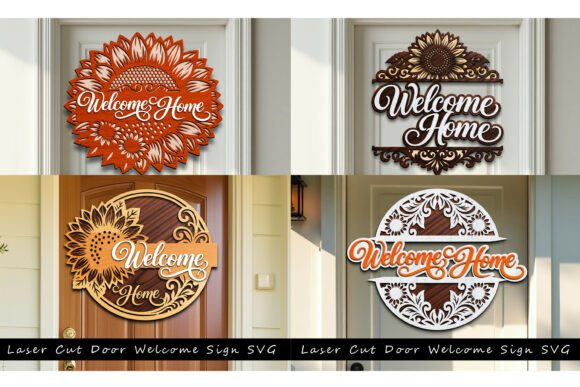 Laser Cut Door Welcome Sign SVG Bundle