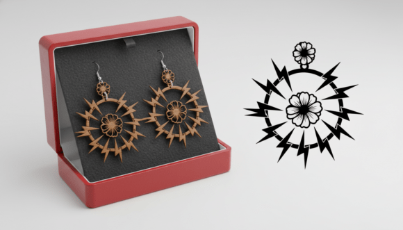 Lightning Floral Circle Earring Laser