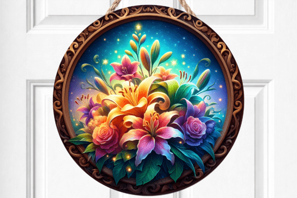 Magical Glow Lily Floral Door Sign