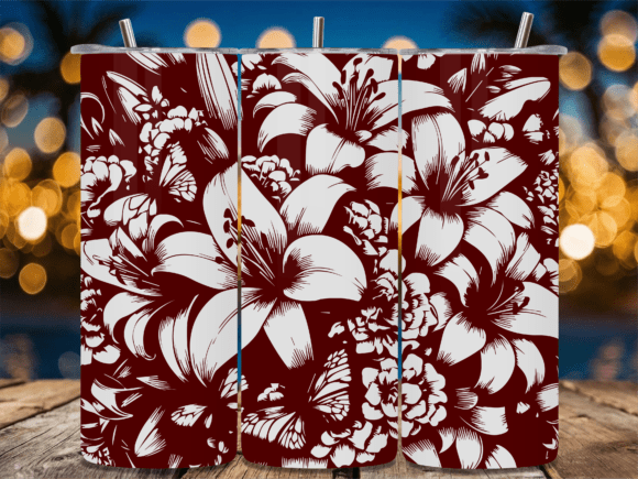 Maroon Floral Butterfly