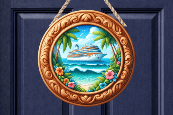Paradise Beach Cruise Floral Door Sign