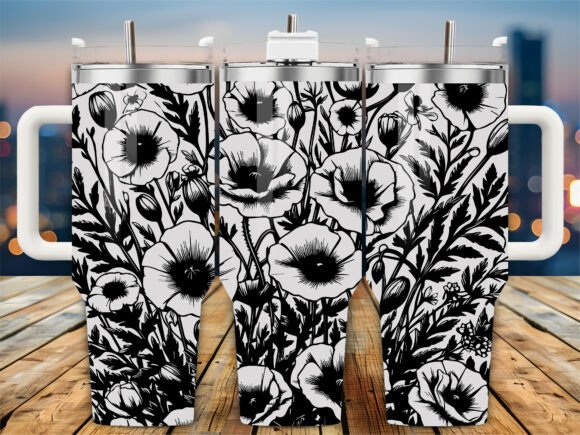 Red Floral Pattern 40oz Tumbler