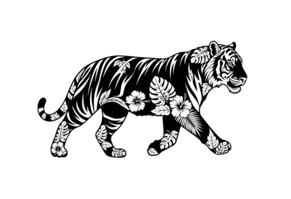Tribal Tiger Floral Tropical Jungle