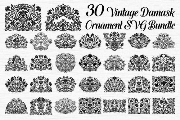 Vintage Damask Ornament SVG Bundle