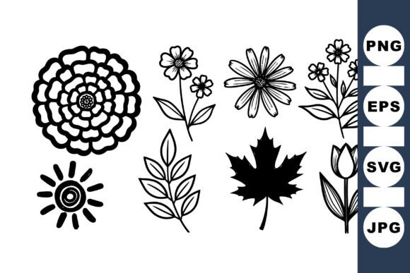 Vintage Floral Black Ink Set