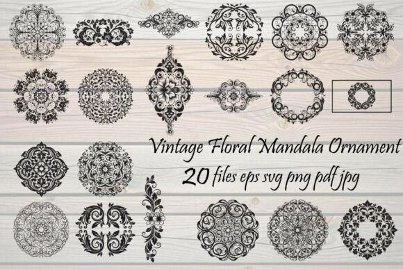 Vintage Floral Mandala Ornament Bundle